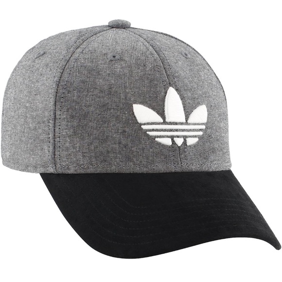 adidas Black Chambray/Suede Precurve Snapback Adjustable Hat NWT - Picture 2 of 5